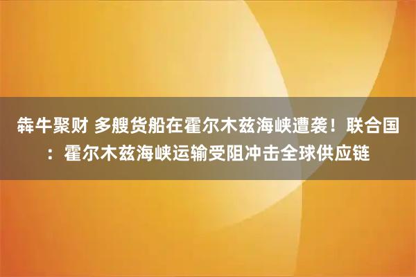 犇牛聚财 多艘货船在霍尔木兹海峡遭袭！联合国：霍尔木兹海峡运输受阻冲击全球供应链