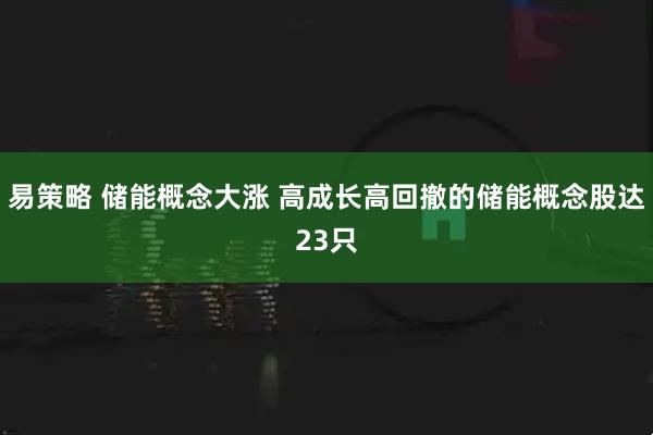 易策略 储能概念大涨 高成长高回撤的储能概念股达23只