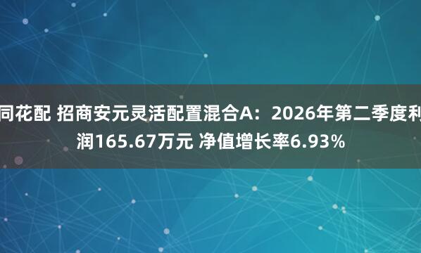 同花配 招商安元灵活配置混合A：2026年第二季度利润165.67万元 净值增长率6.93%