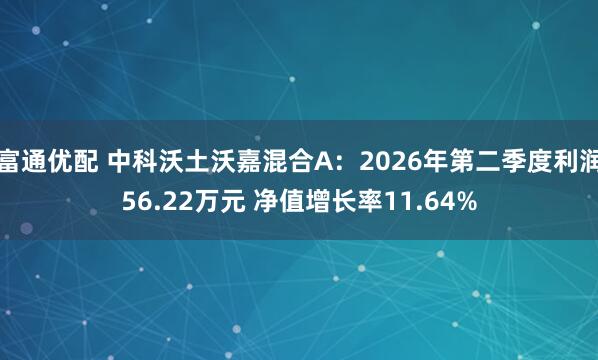 富通优配 中科沃土沃嘉混合A：2026年第二季度利润56.22万元 净值增长率11.64%