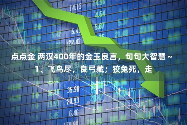 点点金 两汉400年的金玉良言，句句大智慧～ 1、飞鸟尽，良弓藏；狡兔死，走