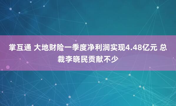 掌互通 大地财险一季度净利润实现4.48亿元 总裁李晓民贡献不少