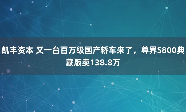 凯丰资本 又一台百万级国产轿车来了，尊界S800典藏版卖138.8万